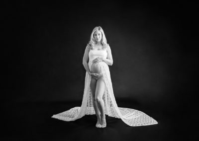 Northampton maternity photography white dress black background