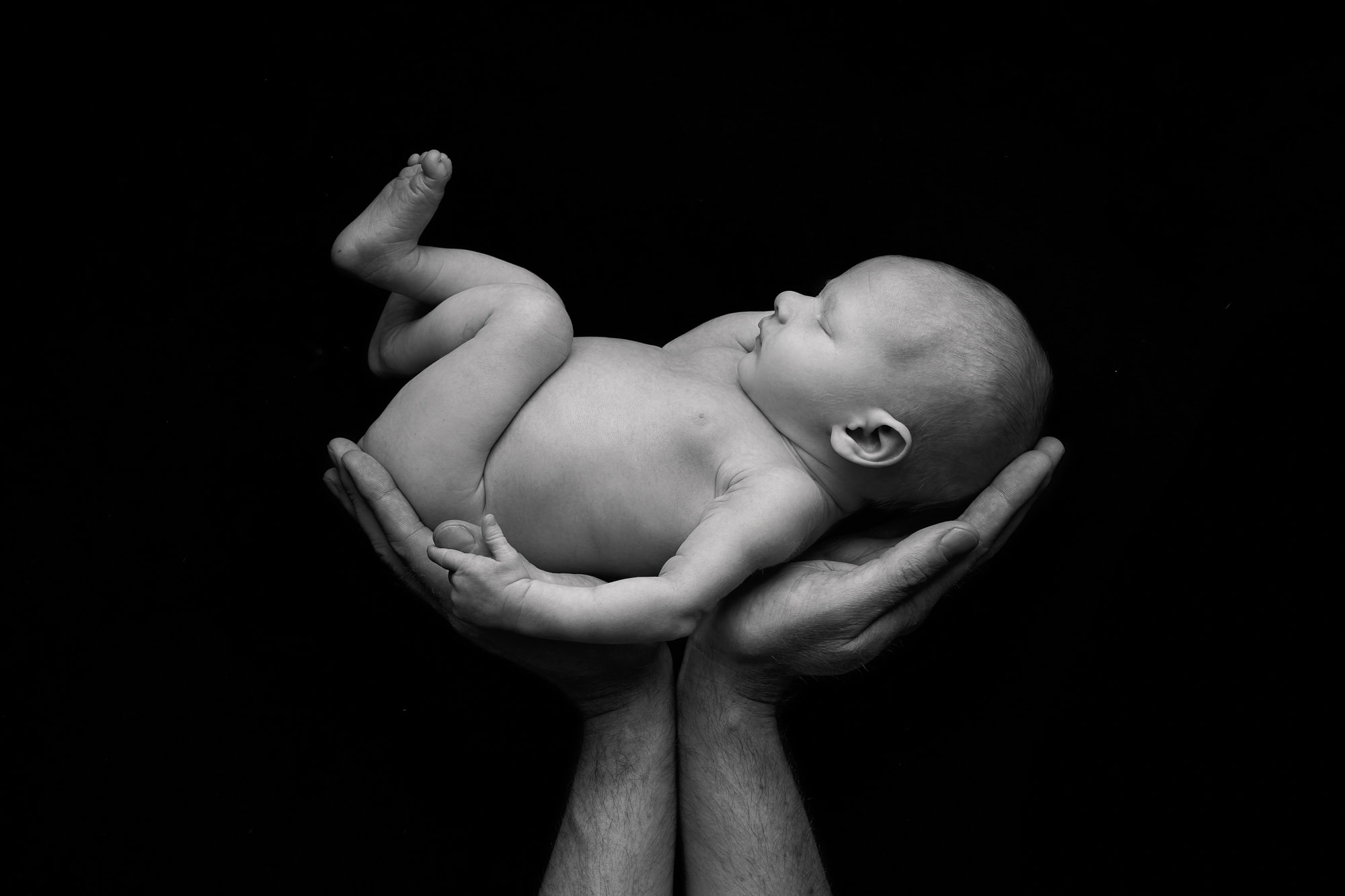 newborn photographer baby in dad's hands