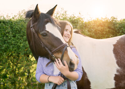girl with her coloured pony on a photoshoot in Northamptonshire