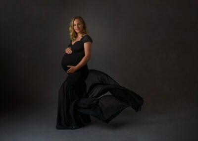 Northampton maternity photographer black dress by Miranda Walton Photography