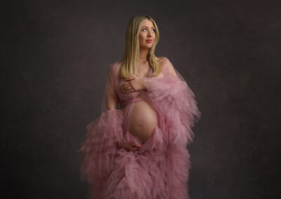 Northampton maternity photography pink gown by Miranda Walton Photography