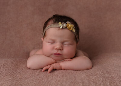 newborn photography on pink colours